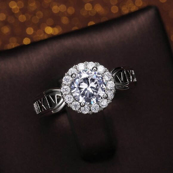 😍14K WHITE GOLD DAINTY DIAMOND FASHION ANILLOS HOLLOW BAND RING, L125 - Picture 4 of 10